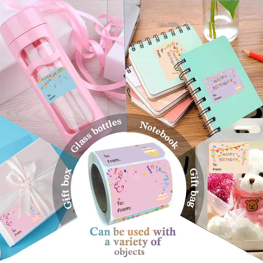 240-Piece Happy Birthday Gift Tags - 2 Inch To/From Stickers For Presents & Party Decor