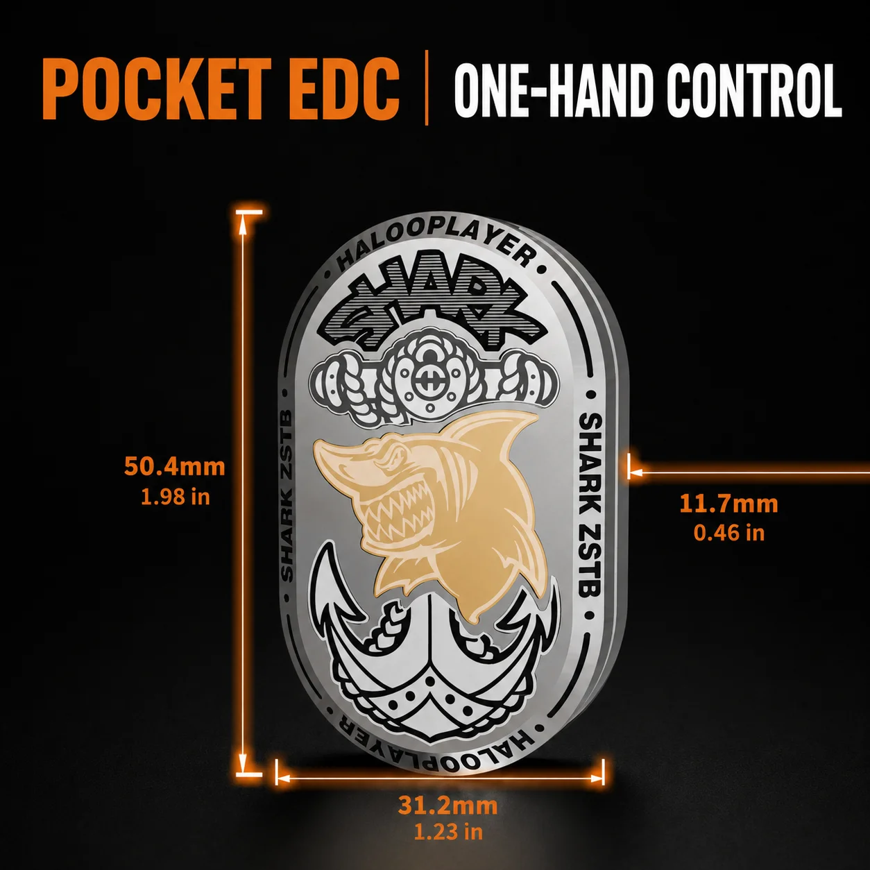 HALOOPLAYER edc 메탈 씨샤크 프로 기계식 피젯 슬라이더 스피너 장난감 성인용 스트레스 해소용