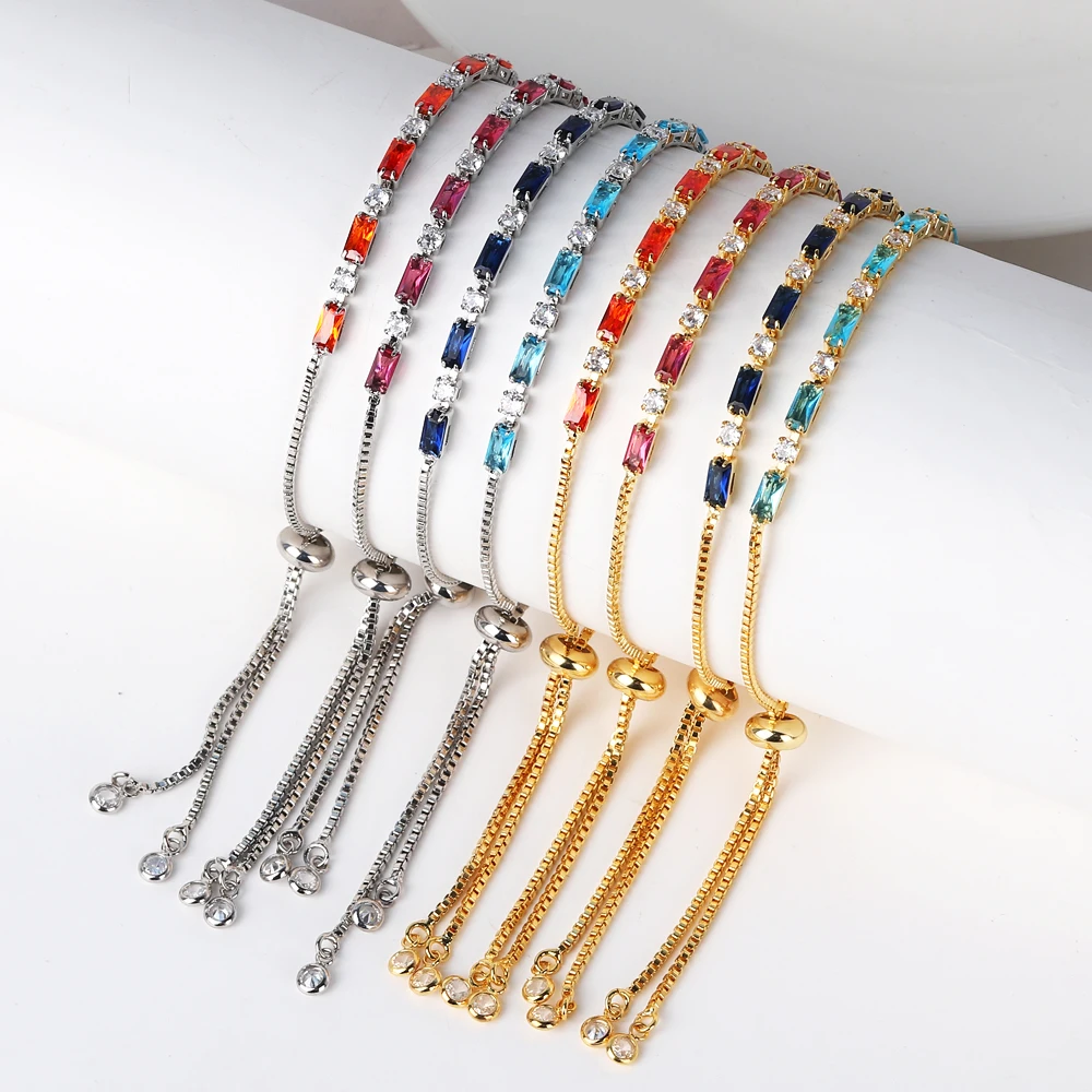 Funkelndes mehrfarbiges Zirkon-Armband für Frauen, Paare, minimalistische Mode, klassisch, elegant, HipHop, Party, Alltag, Schmuck, Geschenk – Detail 7