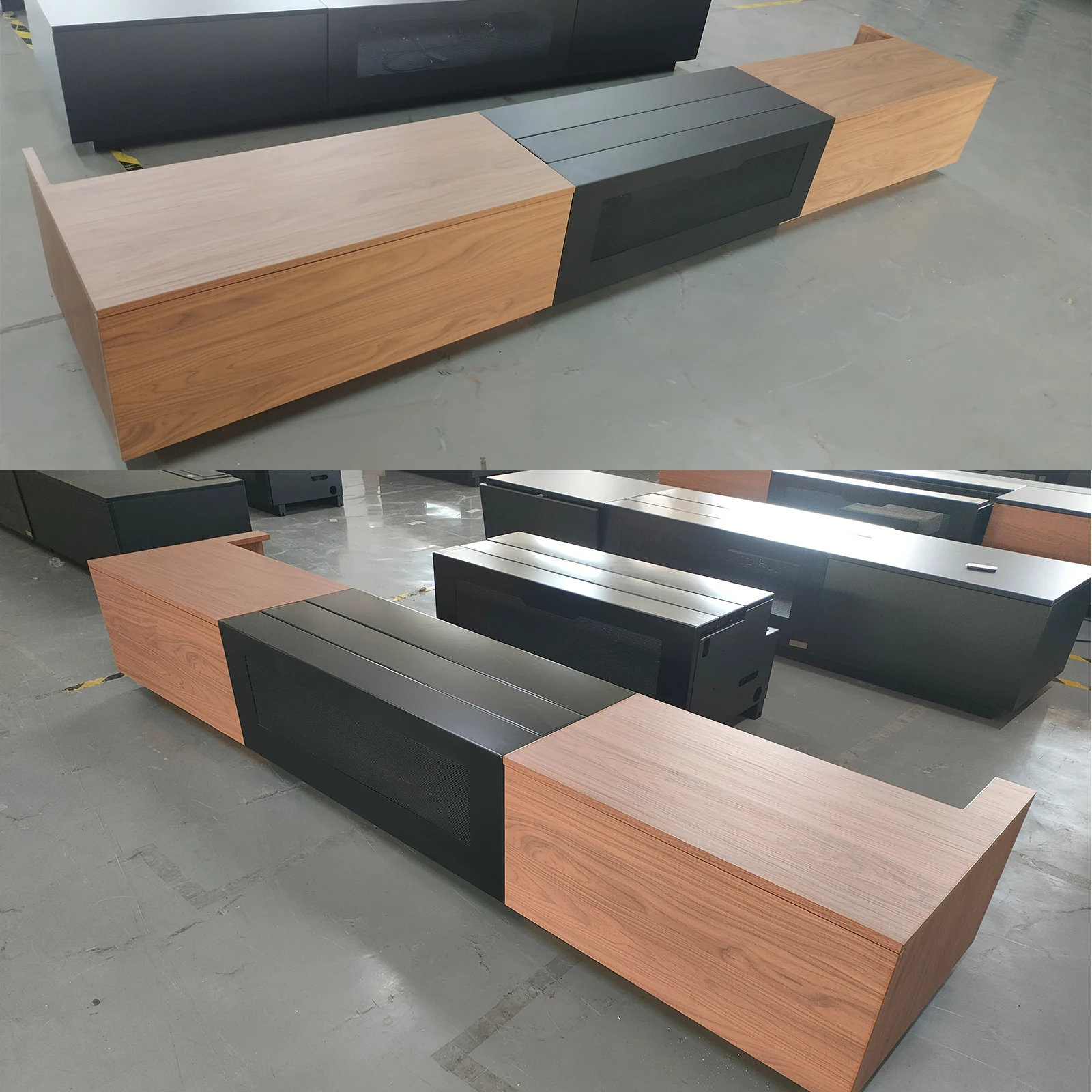 Mueble para TV industrial de madera y hormigón de 2,2 m, soporte de  entretenimiento hecho a mano a medida con gabinetes de madera Vic Ash  pintados de ..., image size:1600x1600