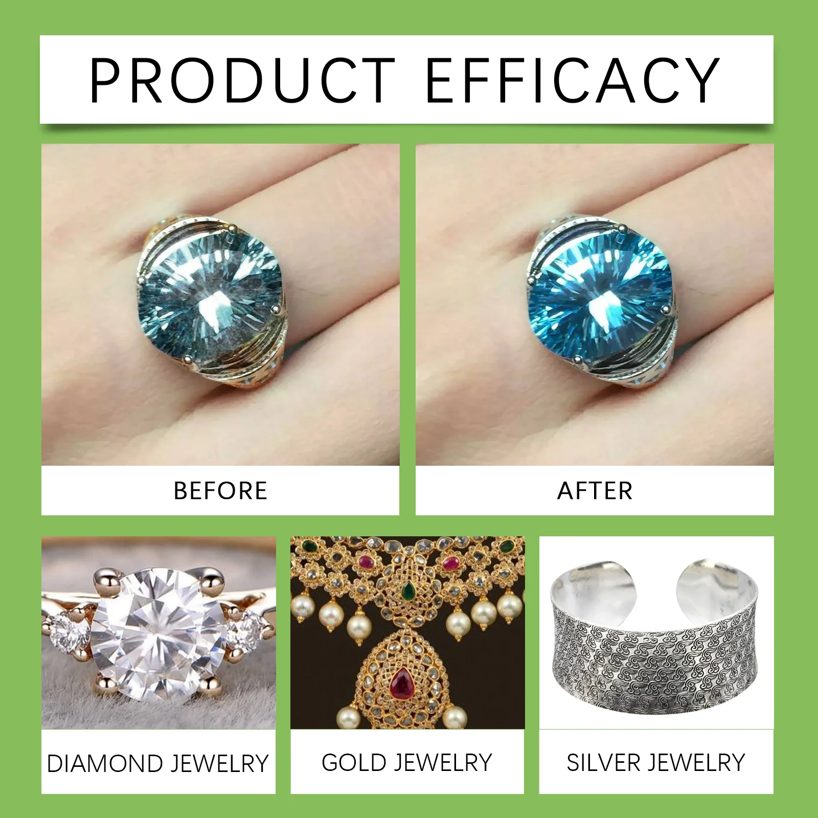 Jakehoe Jewelry Cleaner for Ring Necklace Restoring Gloss Deep Cleaning Dust Polishing Luster Sliver Jewelry Maintain Spray