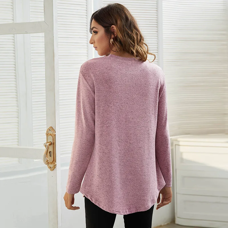 Maternity Clothes Long Sleeve Blouse T-Shirts Tees Spring Autumn New Casual Female Women Solid O-Neck Blouse Shirts Pullover Top 3