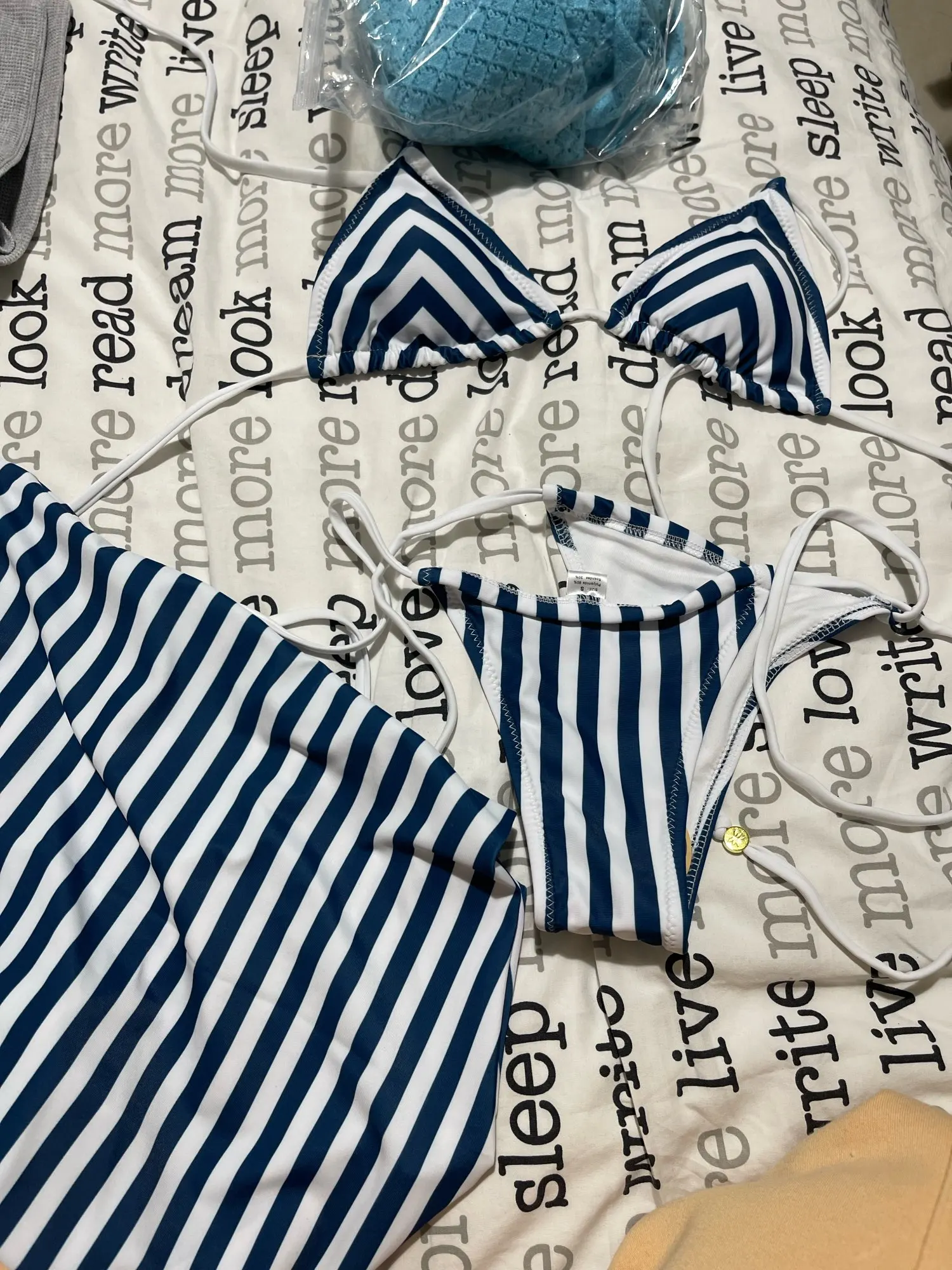 Luxe Striped Triangle Bikini Set - Wire-Free Beach Glamour photo review