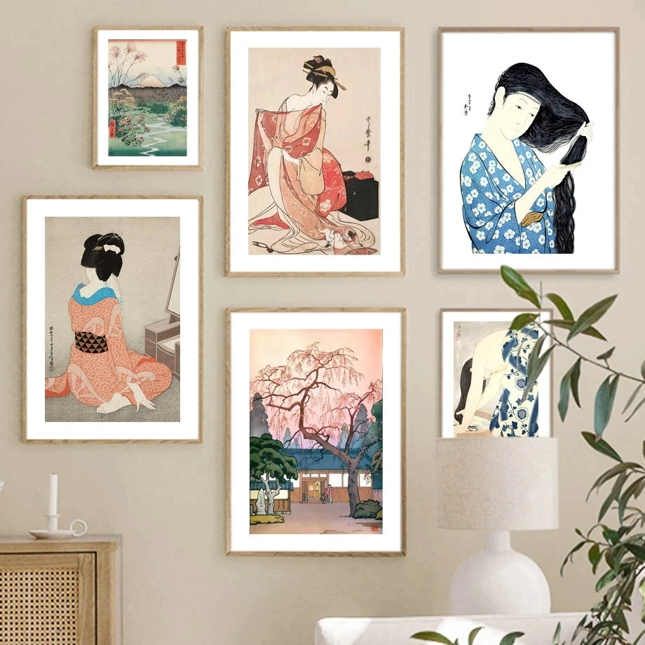 

Nordic Japan Ukiyo Sumo Geisha Fuji Edo Period Wall Art, Canvas Painting, Posters and Prints, Pictures for Living Room Decor