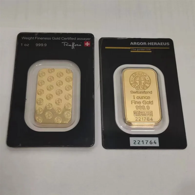 Позолоченные швейцарские позолоченные 24K 1 унция аргор-Heraeus золотые слитки золотые стержни иностранная валюта подарки монета слитка коллекция