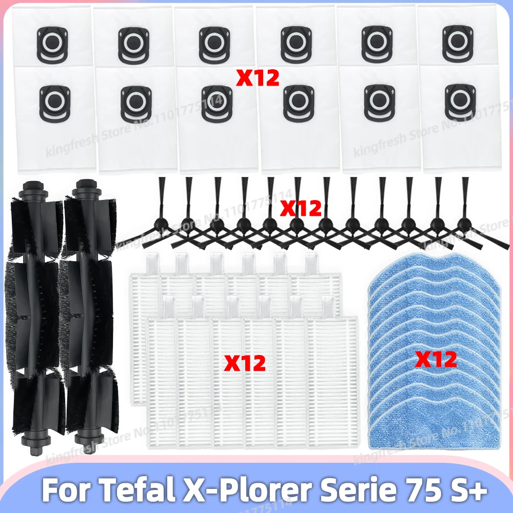 Compatível com Peças e Acessórios para Tefal X-plorer Serie 75 s+ Rg8597 Não para S75 Principal Rolo Escova Lateral Filtro Hepa Pano de Limpeza Bolsa de pó
