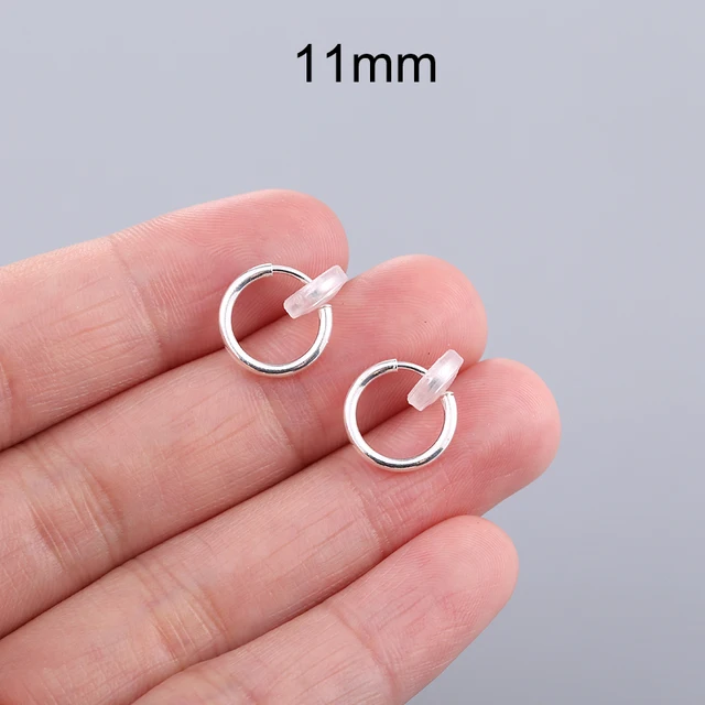 1 Pair Gold Silver Punk Hoop Earrings For Couple Fake Hoops Ear Clip Earrings Without Holes Ear Cuffs For Non Pierced Ears Silver 11mm