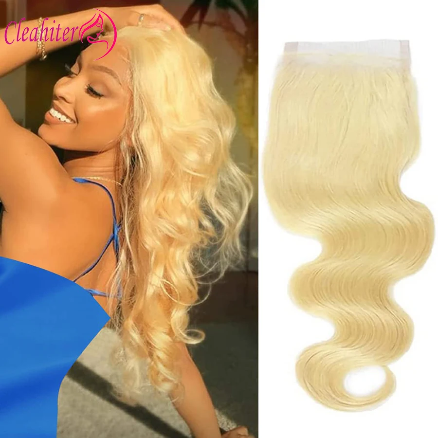 

Human Hair Body Wave 4x4 Transparent Lace Closure Pre-Plucked 150% Density Brazilian Virgin Hair Swiss Lace Bleached Knots