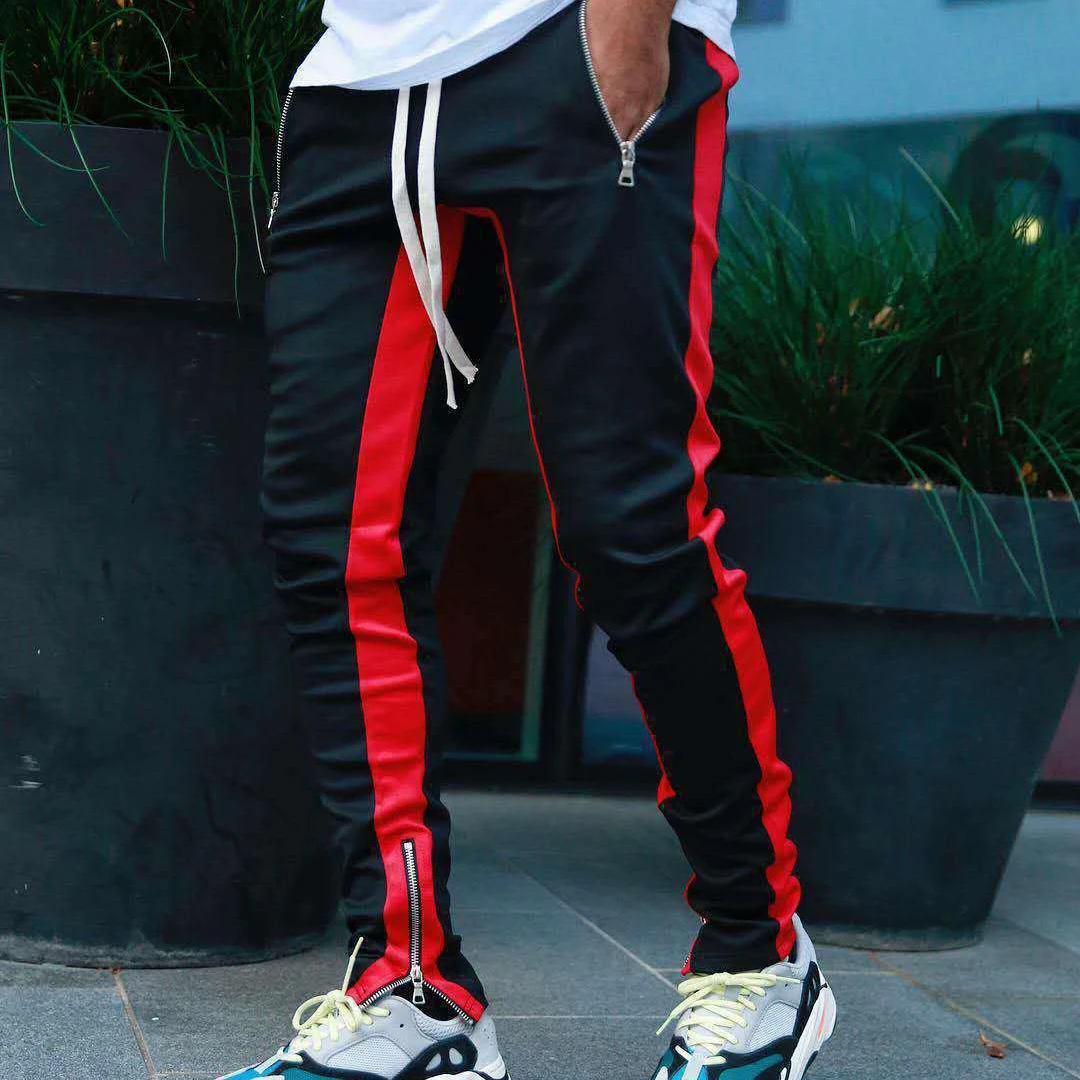 2023 new Mens Joggers Casual Pants Fitness Sweatpants Sports Track Pants Mens Zipper Drawstring Pants Black Gyms Trousers 4