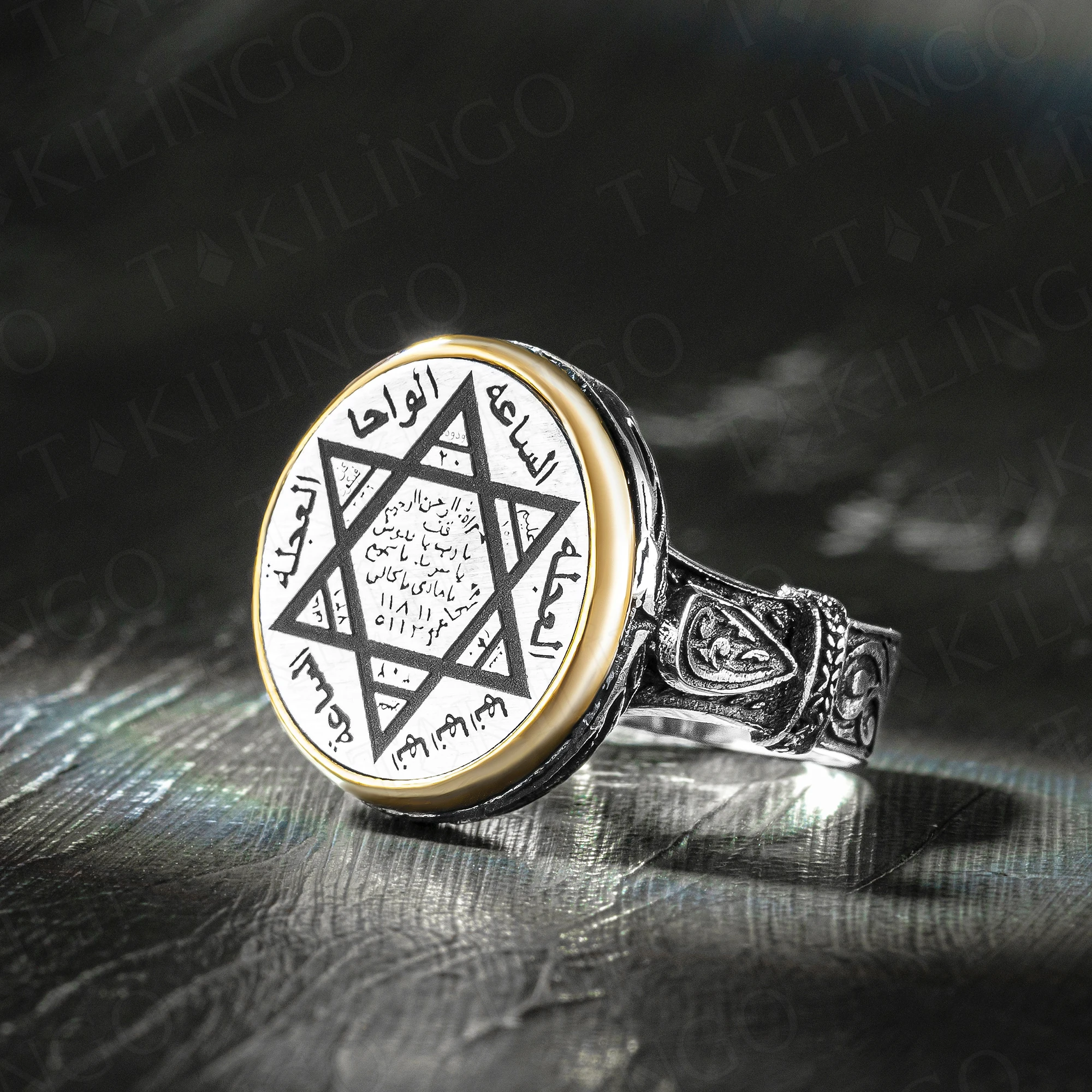 

Elegant Solid 925 Sterling Silver Round Seal Of Solomon Men's Ring Secret David Of Star Turkish Hanmade Silver Jewelry Gift Him