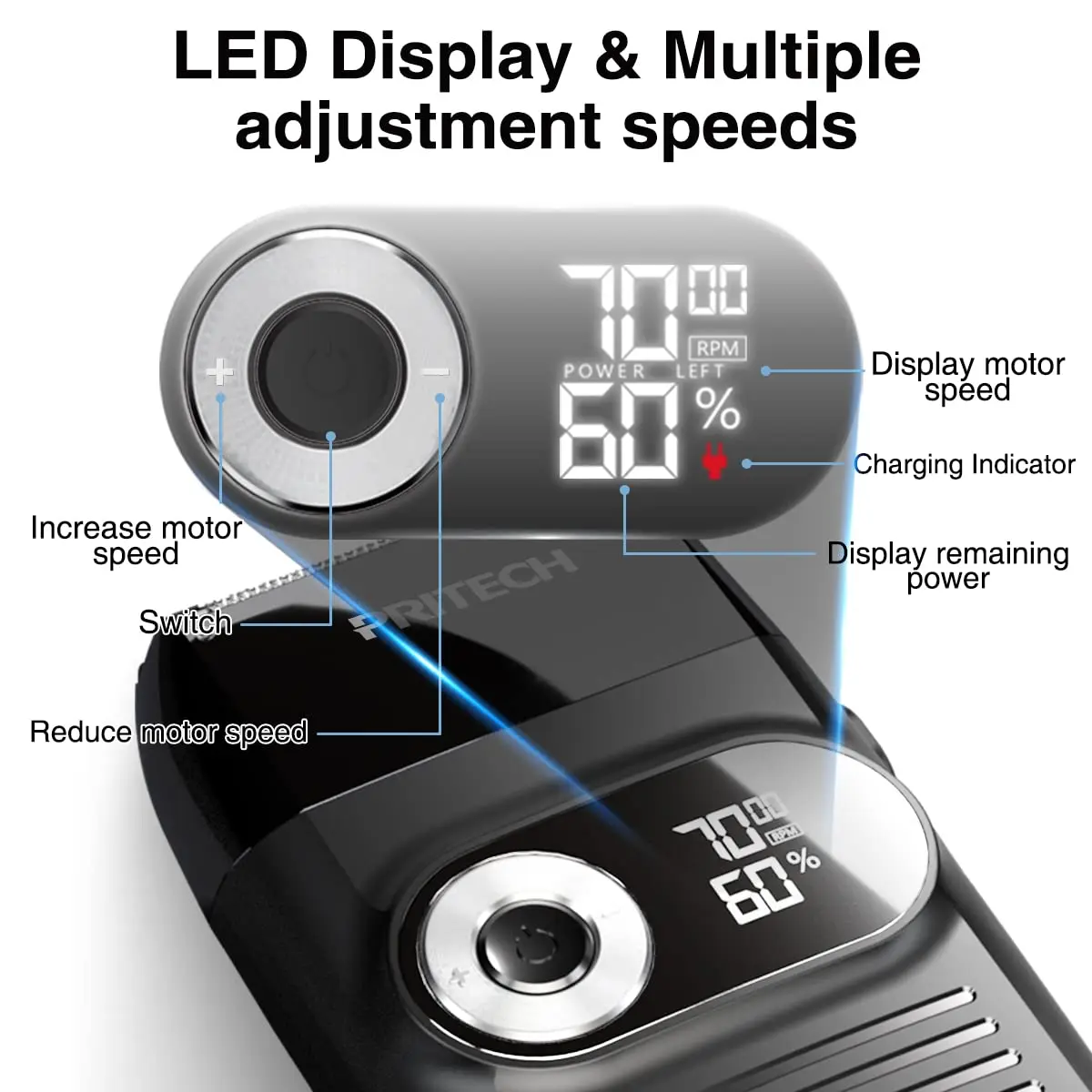 Pritech Rechargeable Electric Shaver for Men Cordless Razor Waterproof Beard Trimmer Head Hair Remover Safety Barber Accessories 3
