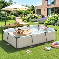 Piscine tubulaire rectangulaire 316x238x66,5 cm – 3700 L, structure métallique stable, liner triple couche, résistante, montage facile, jardin – Gris 1