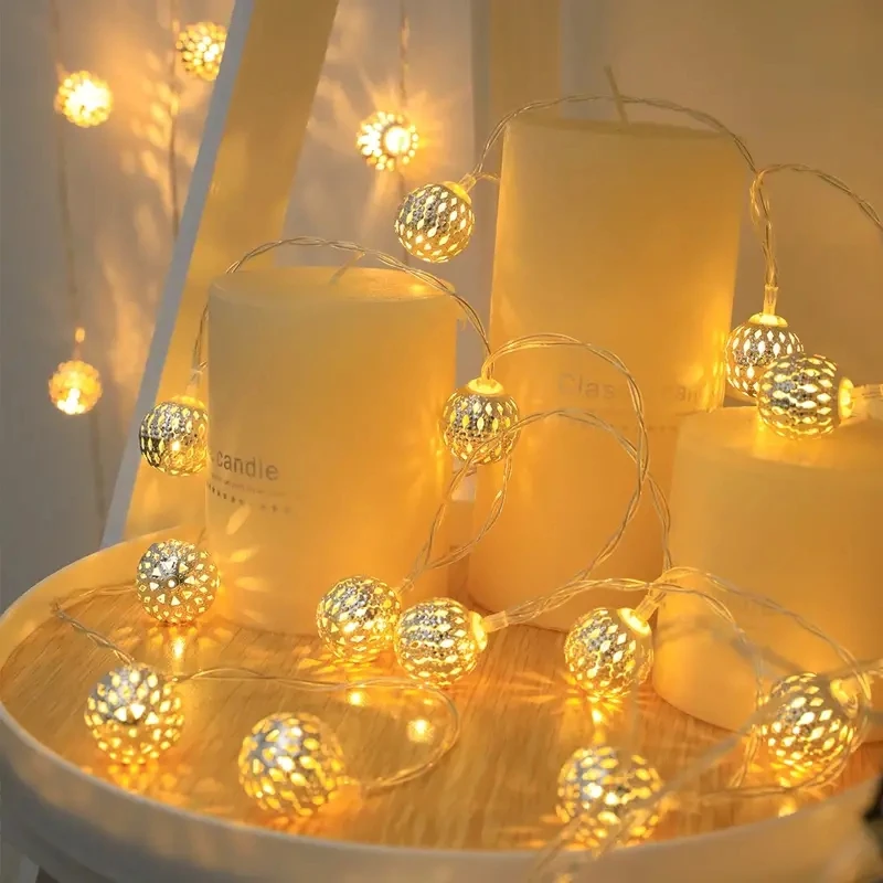 1PC 1.5M/3M/6M Moroccan Ball String Light Battery Box Christmas Decoration Fairy Lights Christmas Tree Hanging Lamp led string lights decorative lights string lights led fairy lights