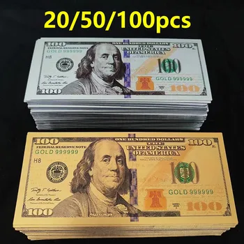 USD 100 달러 24k 금박, 100 달러, 가짜 지폐, 지폐 공예, 20 개, 50 개, 100 개