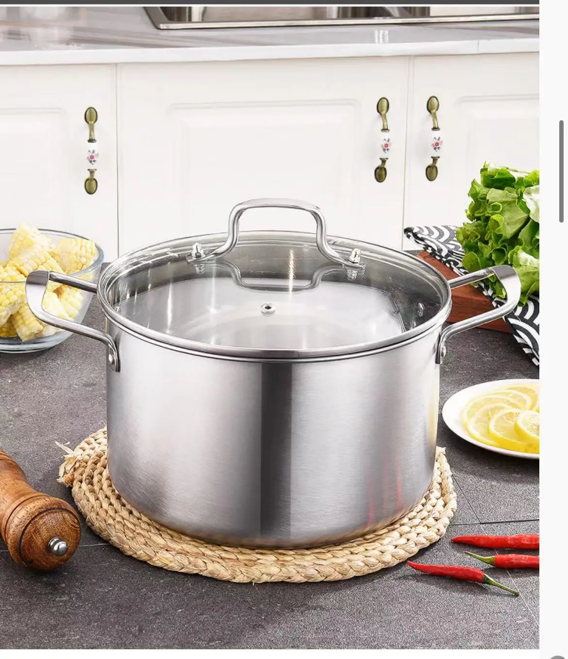 Stainless Steel Soup Pot Large-Capacity Saucepan Kitchen Multi