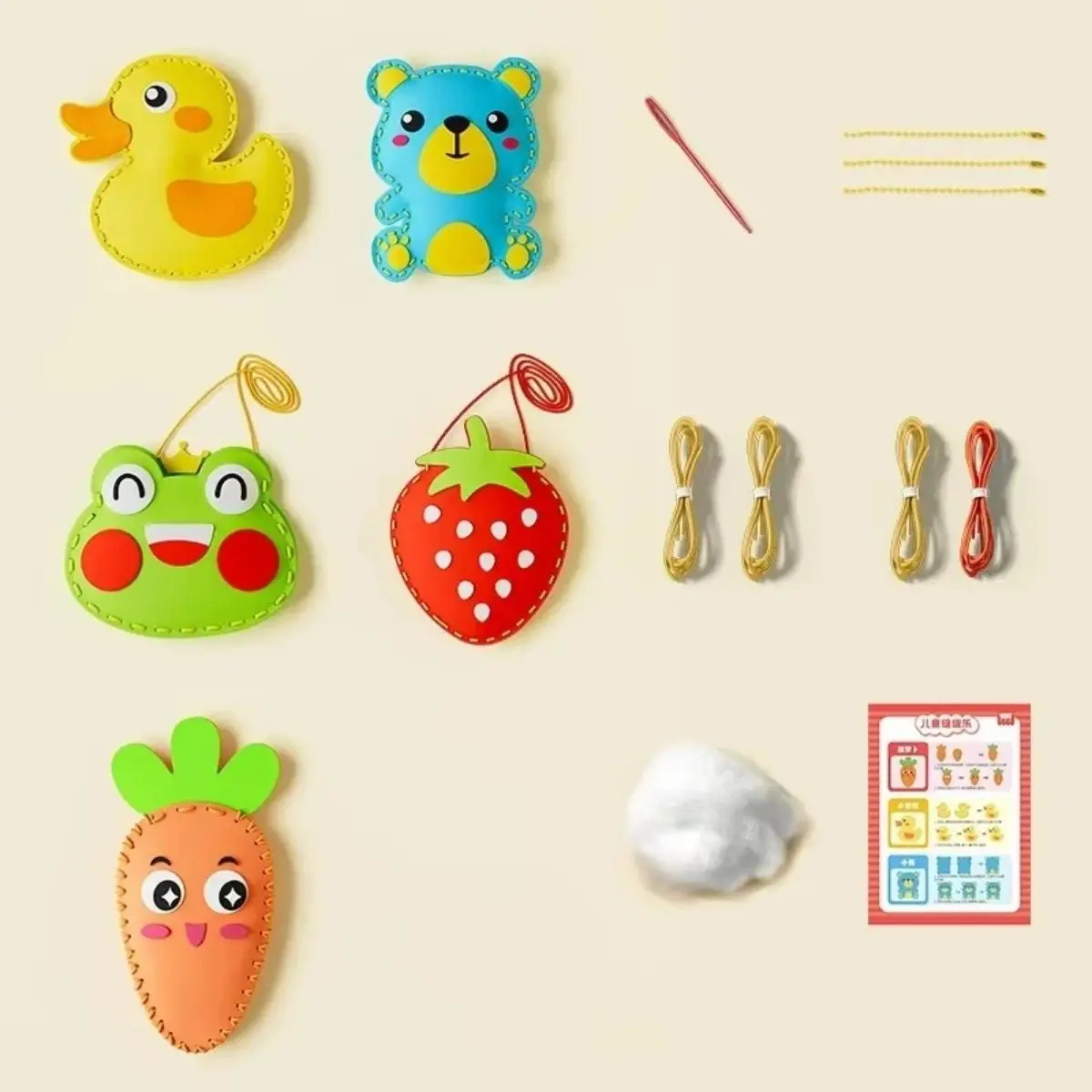 Kit de Costura de Fieltro para Niños Crea Animales y Frutas