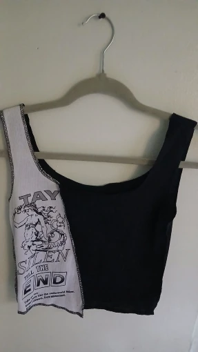 Punk Patchwork Color Block Tank Top - Aesthetic Streetwear Crop photo review