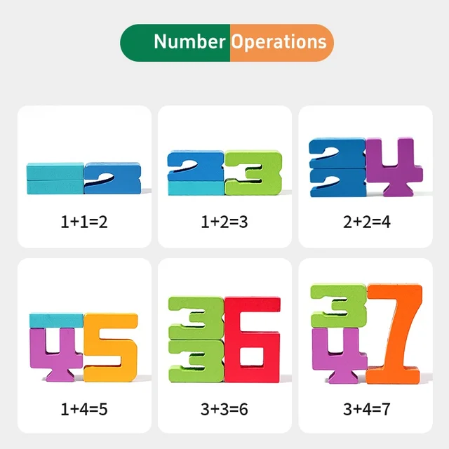 Montessori Math Toys Wooden Number Stacking Building Blocks Digital Balance Toy Preschool Learning Number Toy For Kids Gifts 4