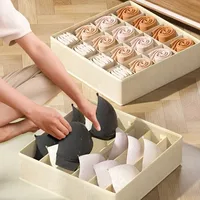 1-2Pcs Underwear Storage Boxes Socks Clothes Storage Organizer Non-woven Fabric Drawer Type Panties Three-piece Set Box Box Home 2