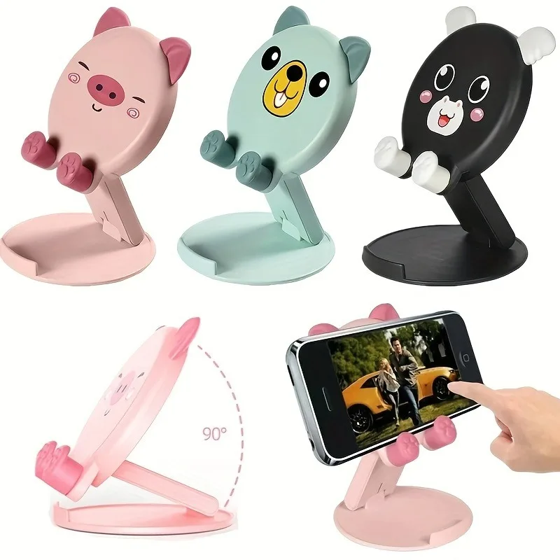 Cute Cartoon Phone Tablet Holder Portable Foldable & Adjustable Desktop Stand Universal Bracket For iPhone Samsung iPad Xiaomi