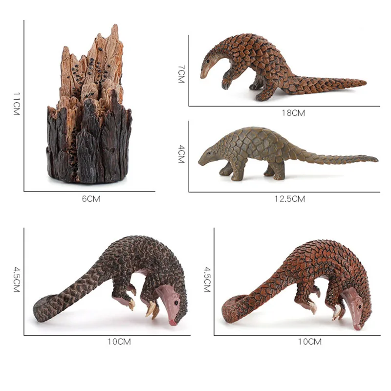 Simulation Wildlife Protection Animals Pangolin Manis Pentadactyla Model Action Figures Tree Stump Miniature PVC Toys Kids Gift images - 6