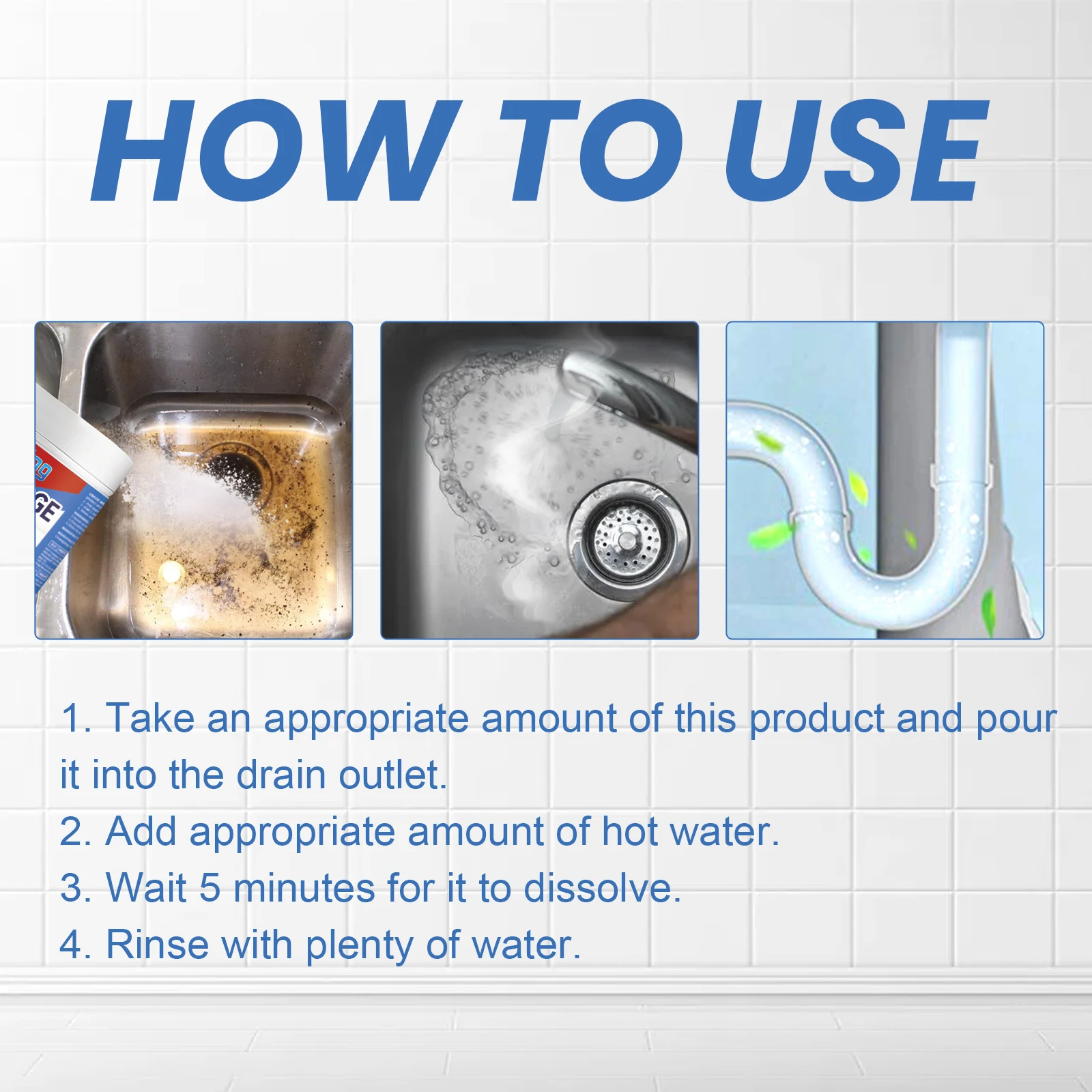 Drain Pipe Dredge Agent for Clog Removal and Odor Control
