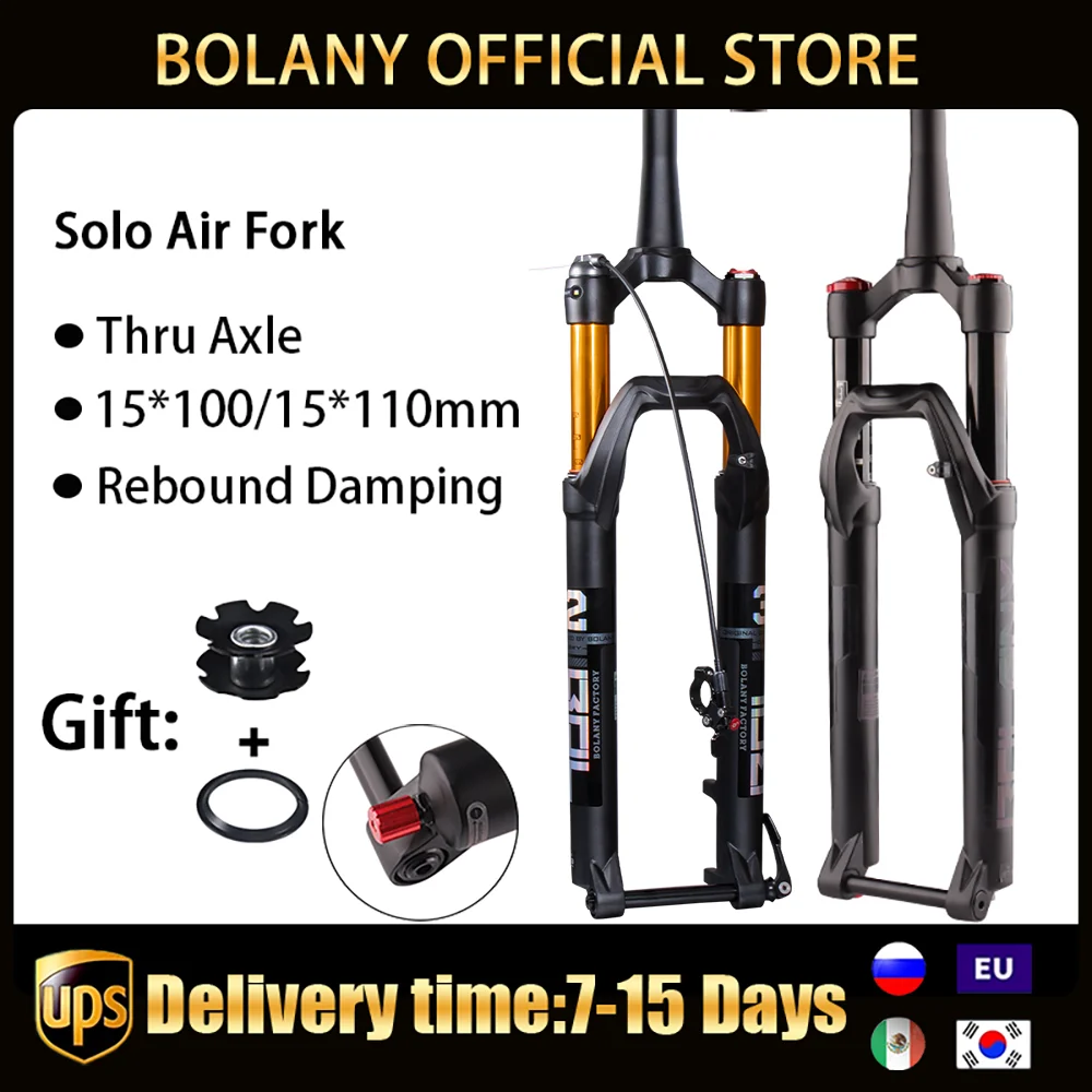 BOLANY MTB Fork Thru Axle with Rebound Adjustment Boost Front Suspension 15*100MM 15*110MM