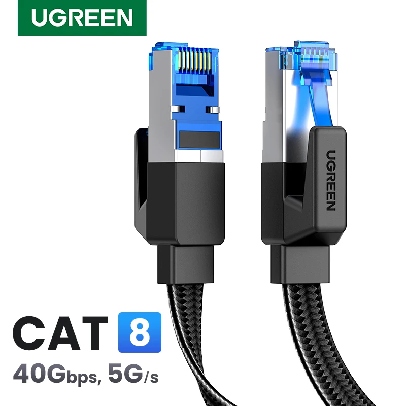 UGREEN - Cable Ethernet Cat 8 de 2 m, trenzado de alta velocidad de 40