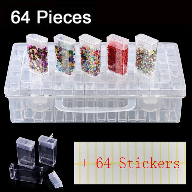 64 Grid 5D Diamond Painting Box Storage Containers Diamond Art DIY  Accessories with 200pcs Label Stickers For Beads Seeds Crafts - AliExpress