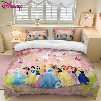 Snow White Bell Princess Series Printed Bedroom Bedding Set Duvet Cover Christmas Gifts Comforte Cartoon With Pillowcase 1