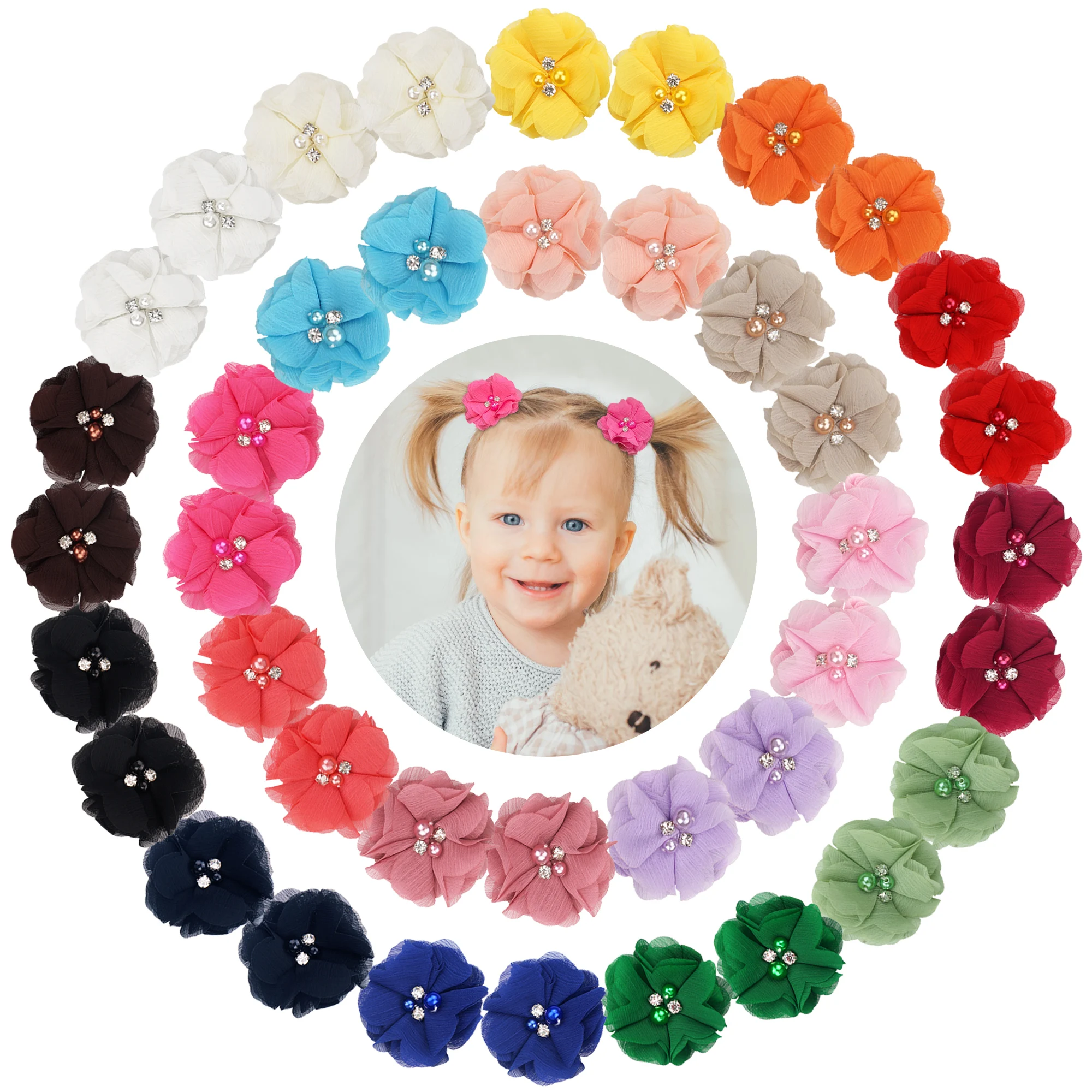 40Pcs Hair Bows Elastic Hair Ties Hair Bands Holders Hair Accessories for Baby Girls Infants Toddler baby activity table multifunctional wide application playing fields elements table sturdy baby activity toy toddler toy