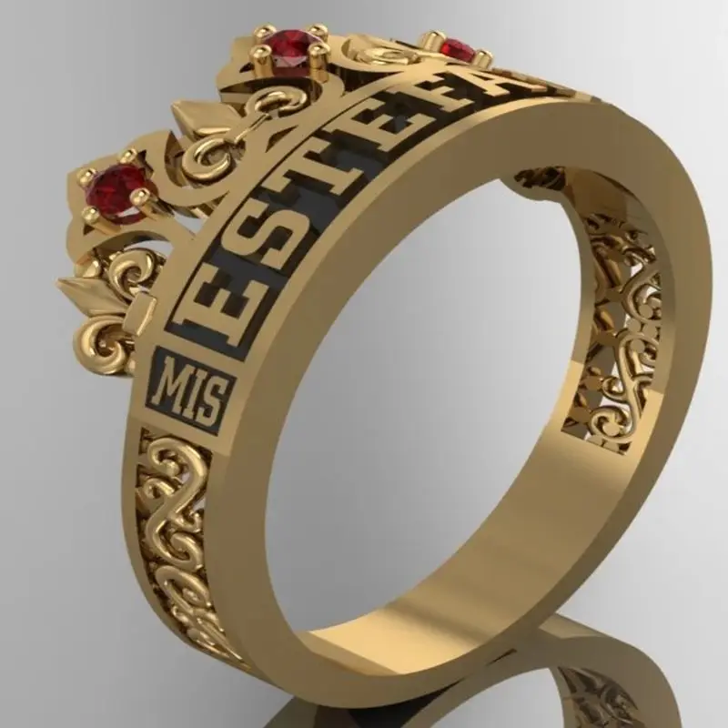 Customized Name 3D Ring Personalized Name Ring Unisex Custom Letter Hip Hop 18K Gold-Plated Stainless Steel Rings For Women Men