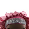 Blank Satin Bonnet with Edge Band Bling Rhinestone Bonnets Double Layer Designer Bonnets 6