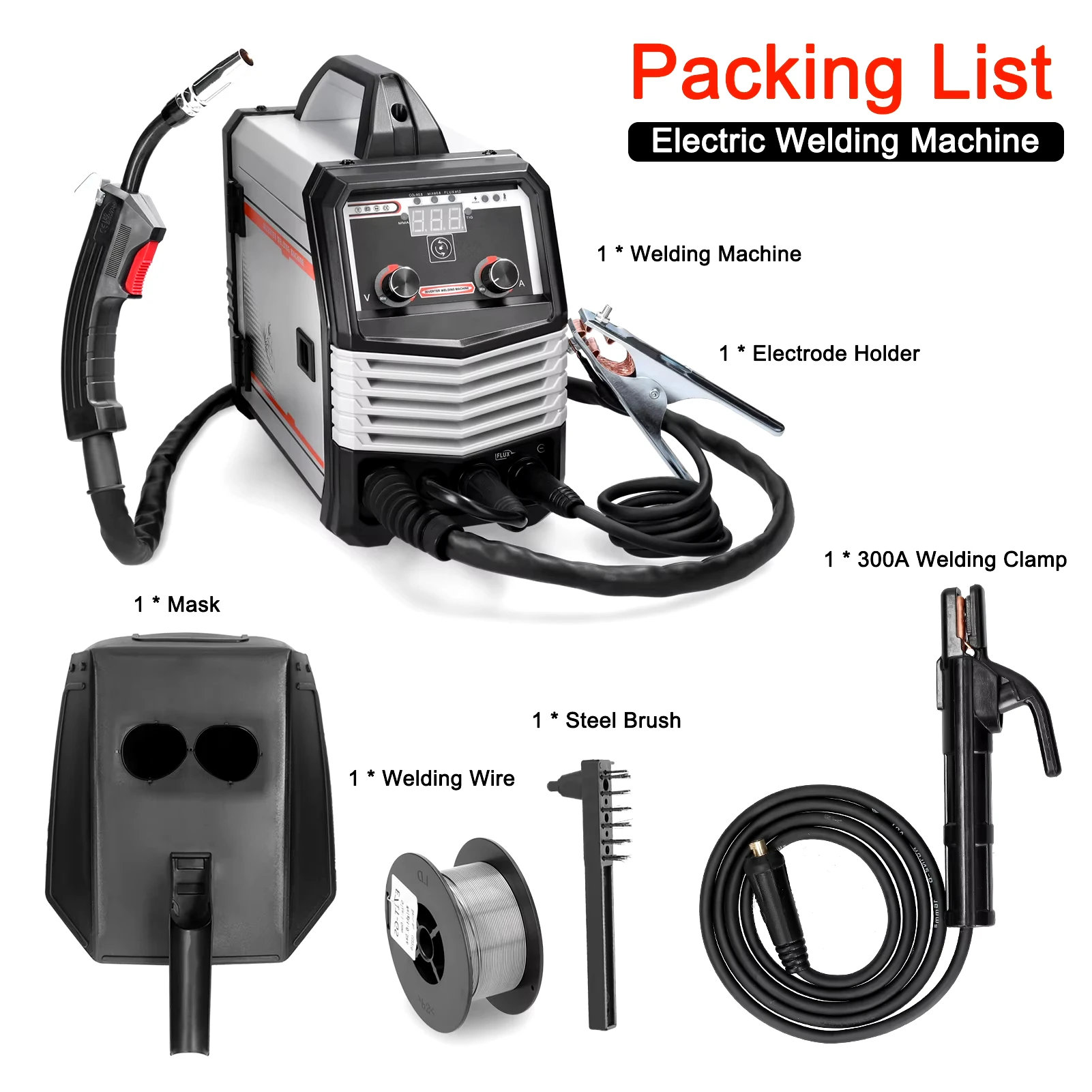 Machine à souder 4 en 1 MIG MMA MAG TIG-160C, soudeuse à inverseur IGBT, alimentation automatique du fil, soudeuse électrique multifonction à protection gazeuse