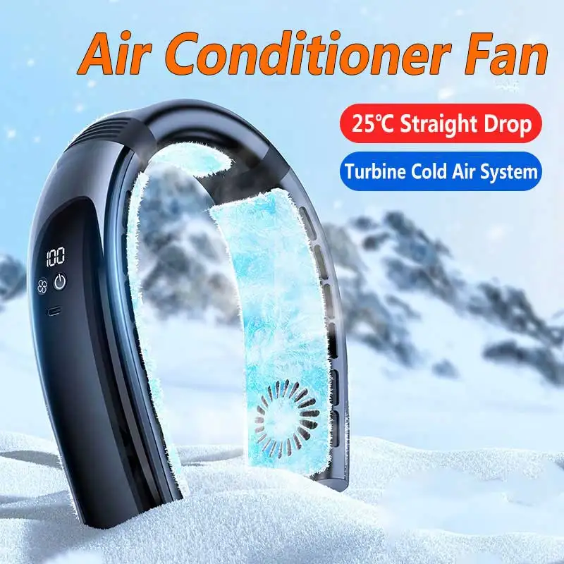 샤오미 2023 휴대용 충전식 목 걸이 선풍기, 야외 캠핑 선풍기, LED 디스플레이, 360 ° 주변 바람, 신제품 