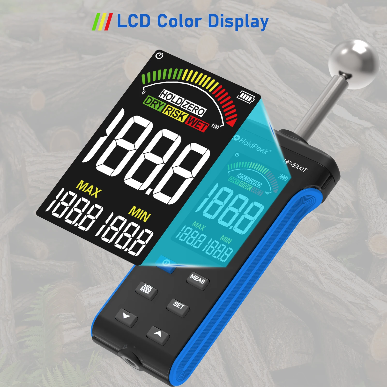 Non-Contact Wood Moisture Meter Pinless 20-40mm Depth HD Digital Display for Timber Walls Masonry & Building Materials wood moisture meter