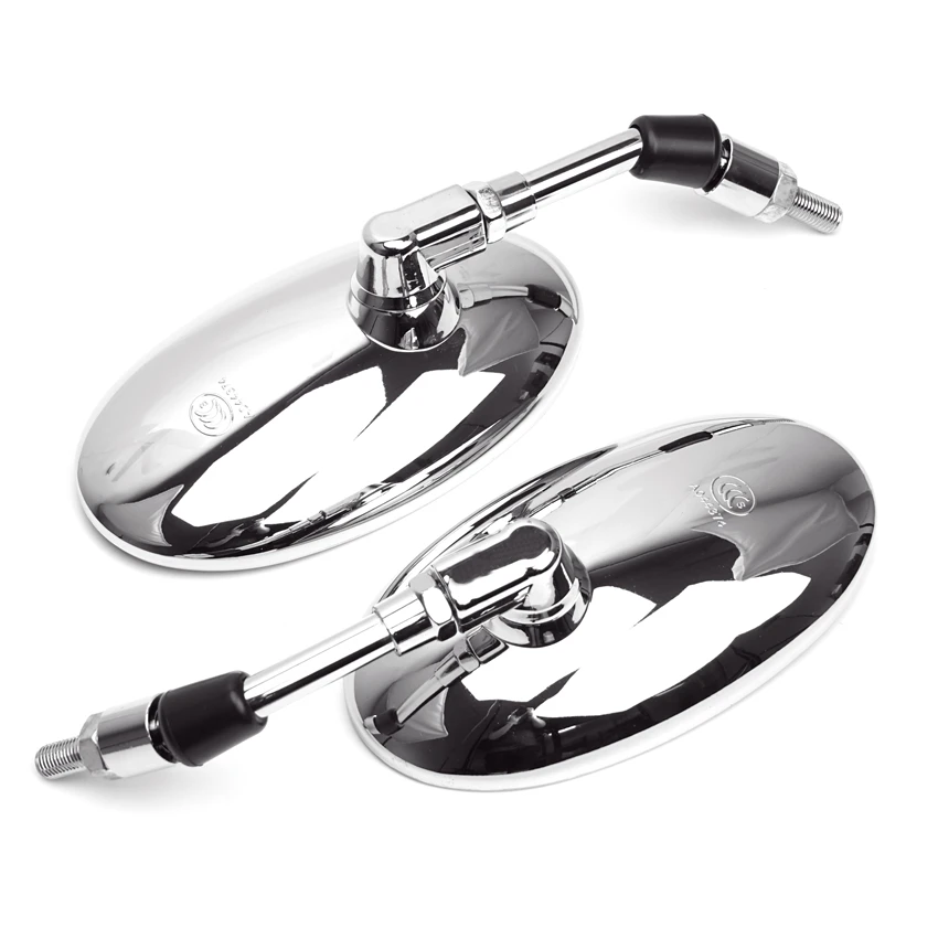 Oval Retro Mirror 10mm Motorcycle Chrome Rearview Side Mirrors Universal For Yamaha Cafe Racer Chopper Motorcycle Ac