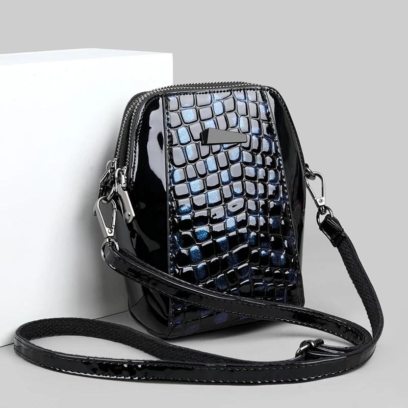Trendy Leopard and Crocodile Pattern Patchwork Handbag Women&rsquo;s Mini Shoulder Crossbody Bag