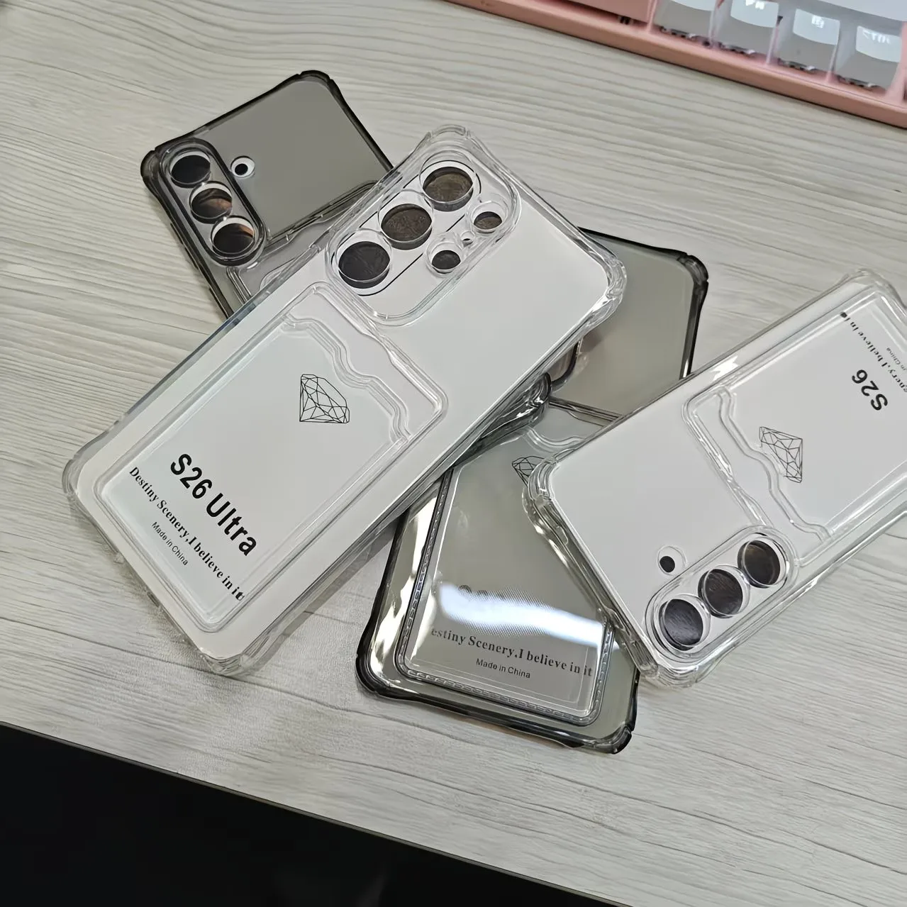 Shockproof Transparent Card Pocket Phone Case - Durable TPU Cover