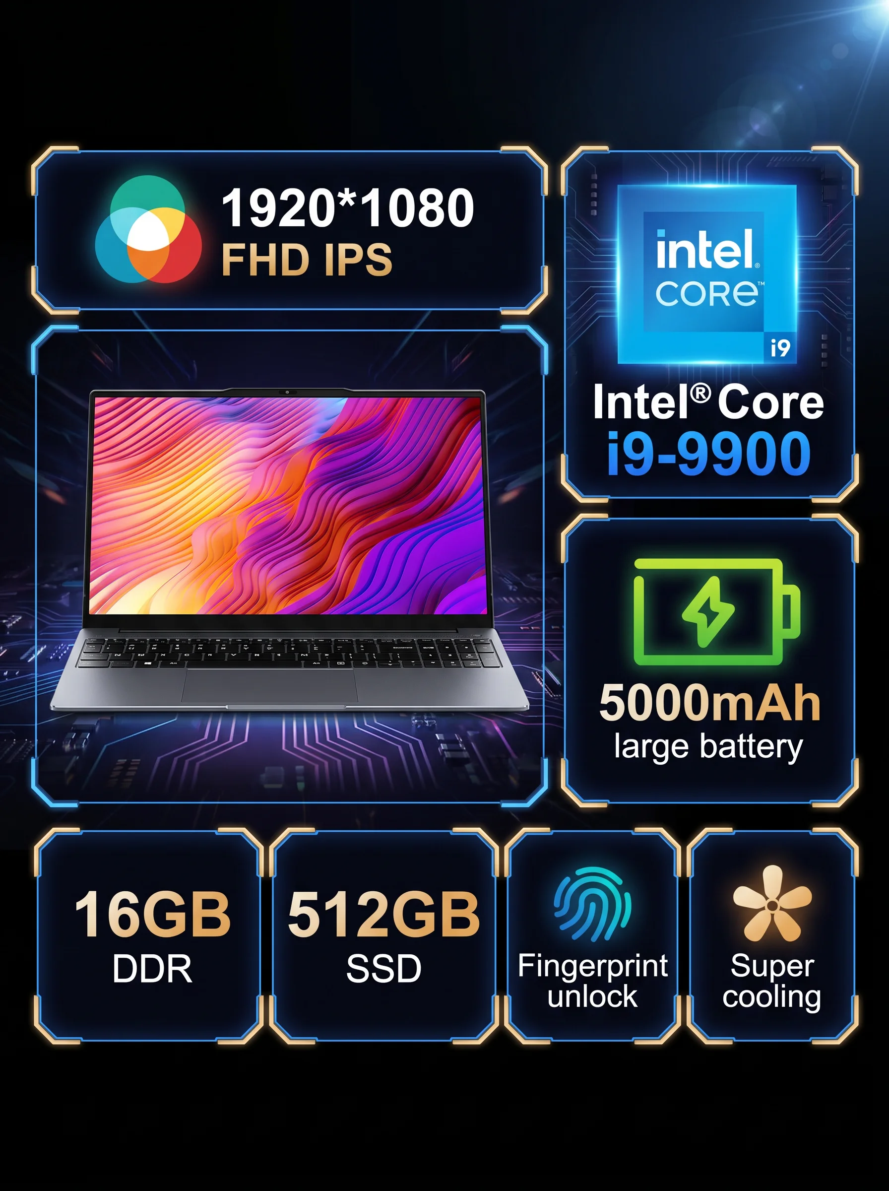 2026 LENO New 15.6" Ultra Slim Laptop Intel Core I9-9900 32GB RAM 2TB SSD 1080P FHD Windows 11 High-Performance Portable Notebook