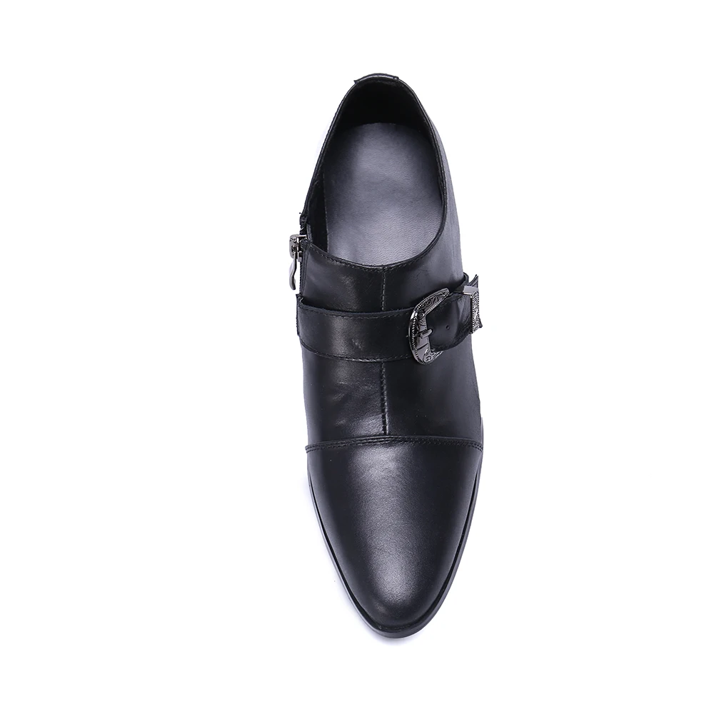 Men Leather Boots High Heels Genuine Leather Dress Shoes Lace Up Black Oxford Shoes for Men Thick Heel Snake Pattern Mens Classic