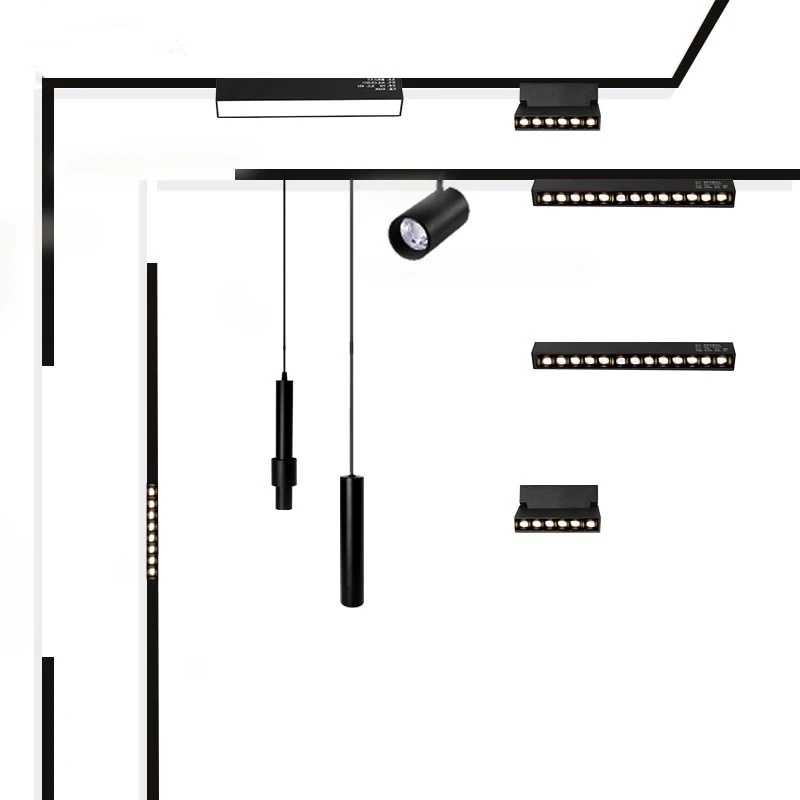 New Magnetic Track Light Dimmable Remote Control 48VLed Ceiling Lamp Track Rail Lighting No Main Light Design Spotlight 4