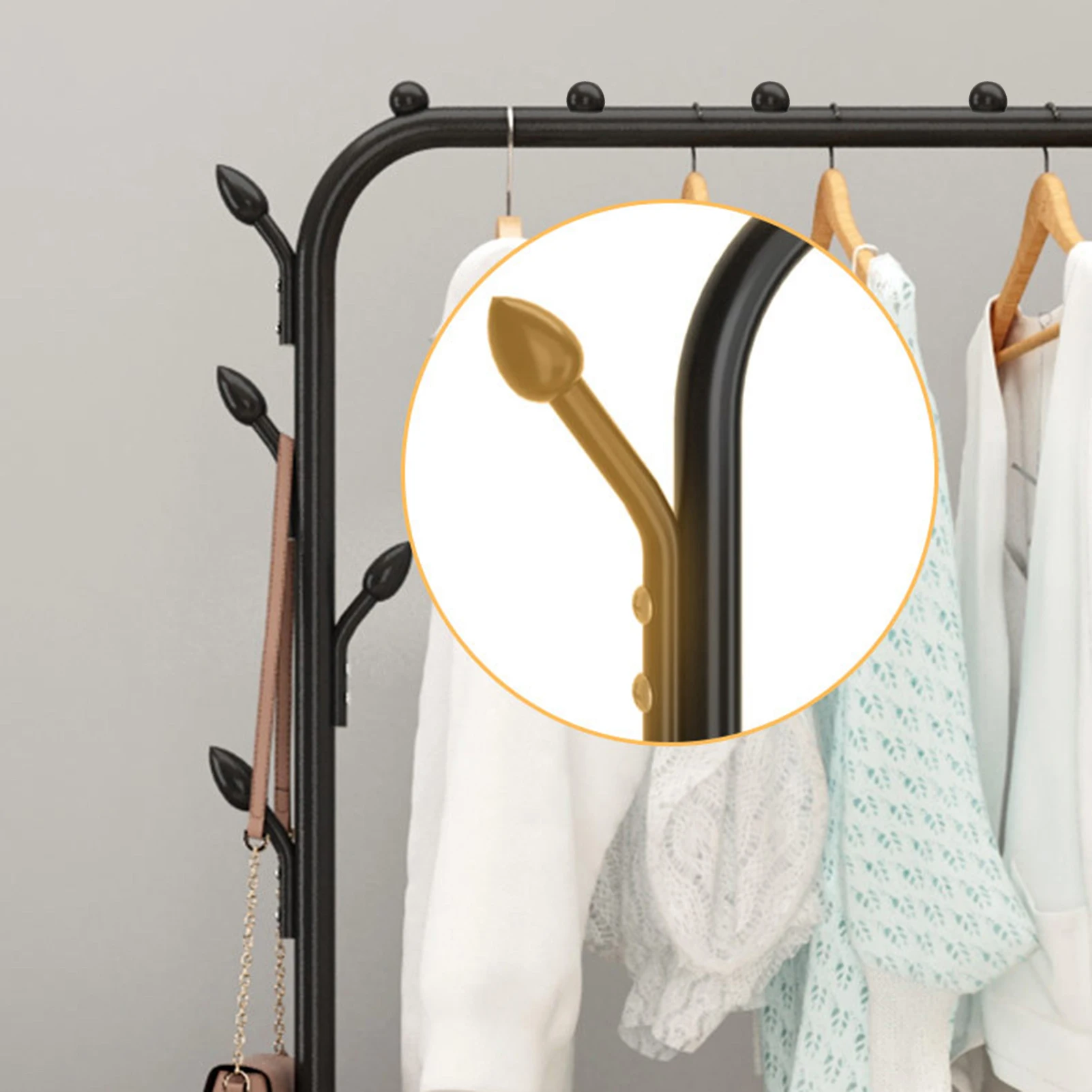 1Pc Clothing Storage Shelf Heavy-Duty Freestanding Garment Storage Rack Multipurpose Non-Slip Metal Garment Rack for Household 5