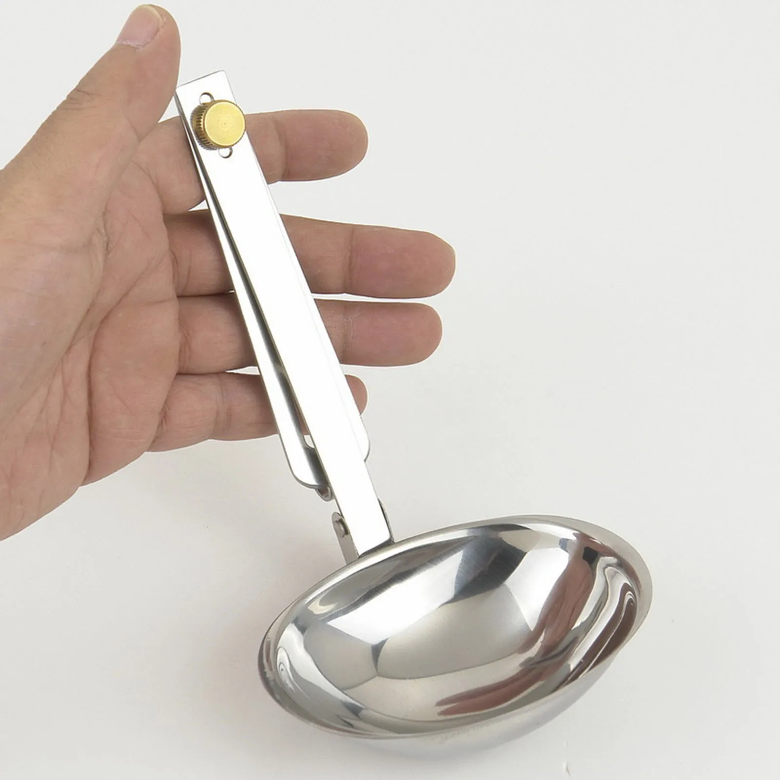 Foldable Soup Spoon Stainless Steel Outdoor Dining Tool Portable Kitchen Utensil Tableware for Picnic Fishing Camping Travel 4