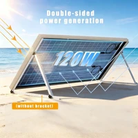 Panneau solaire bifacial de 120 watts, module solaire en verre trempé à haute efficacité avec cadre en aluminium, étanche et résistant aux intempéries pour système d'alimentation extérieur de maison, camping-car, bateau. 6