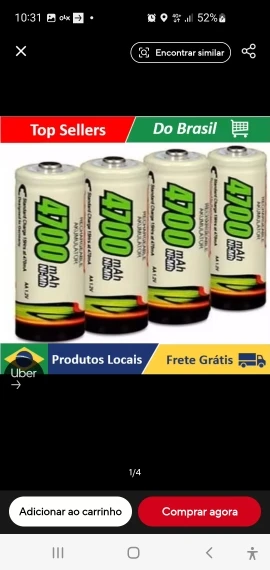 4 Pilha AA Recarregavel 4700mAh - Neverdie Store photo review