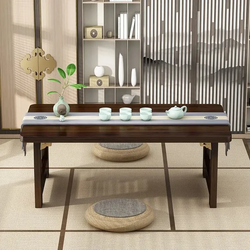 60/70CM Folding Wooden Table Bay Window Balcony Coffee Table Tatami Home Bedroom Bed Computer Study Desk Sundry Rack
