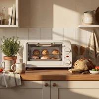 Mini Four Électrique 10L avec Thermostat 230°C, Minuterie 60min, 750W – Petit Four de Table Compact avec Plaque & Grille pour Cuisson, Réchauffage & Grillade 3