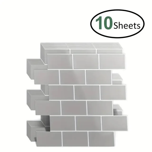 10pcs Self-กาวรถไฟใต้ดินวอลล์เปเปอร์ 12 "x 12" ห้องครัว Anti-Splash กระเบื้องสติกเกอร์สําหรับระเบียงอ่างล้างจานห้องน้ําร้านอาหาร Decor 1