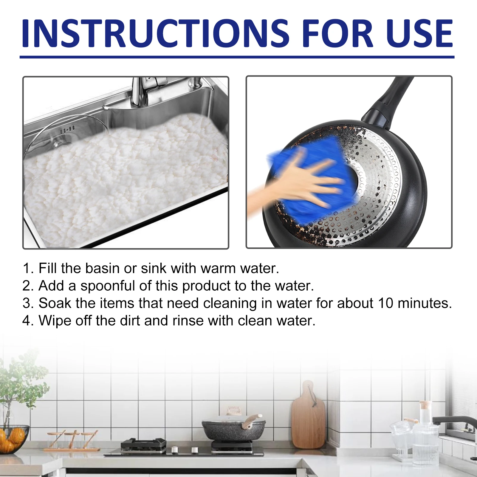 Household Kitchen All-purpose Stain Removing Cleaning Powder Rust Removal Oil Stain Utensils Rust Dirt Baking Soda Cleaner